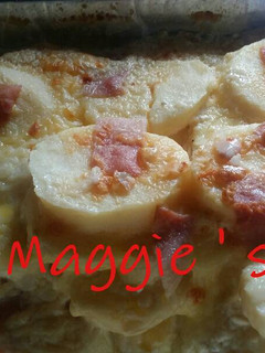 Una foto de Pastel de patata o suffle de papa y jamón