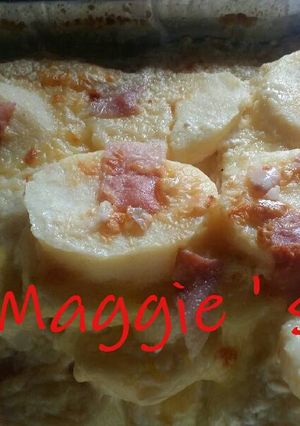Una foto de Pastel de patata o suffle de papa y jamón