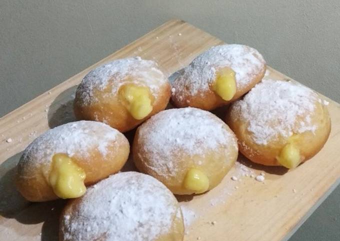 Resep Mini Bomboloni with Custard Cream (takaran sendok tanpa mixer) yang Enak Banget