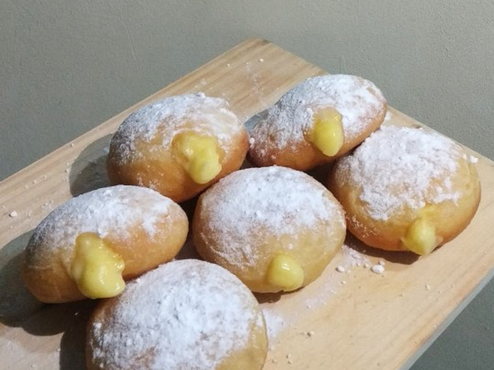 Resep Mini Bomboloni with Custard Cream (takaran sendok tanpa mixer) yang Enak Banget