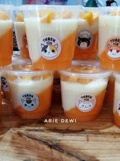 Foto resep Puding Mangga dan Puding Susu dengan Vla dan potongan Mangga