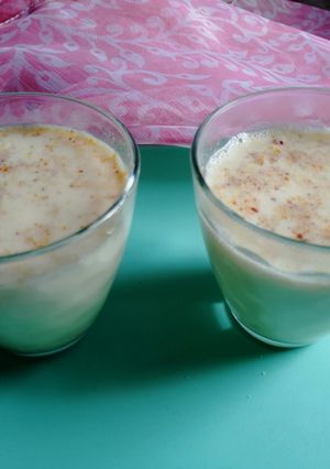A picture of Dry fruits hot milk.