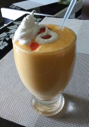 A picture of Mango,apple,buttermilk n cardamom shake#authorsmarathon.