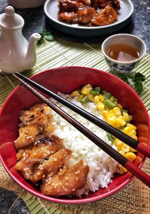 Foto resep Simple n healthy chicken teriyaki- rice bowl, dg saos teriyaki homemade