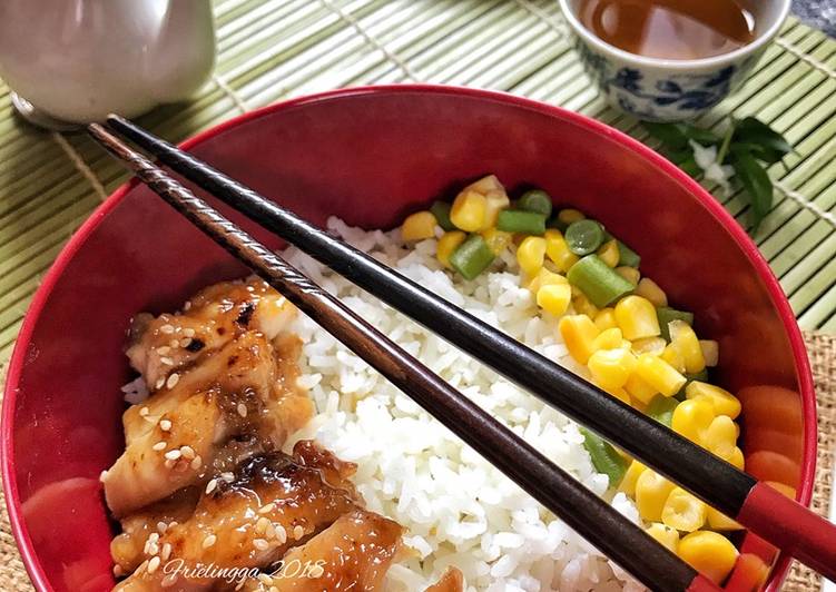 Simple n healthy chicken teriyaki- rice bowl, dg saos teriyaki homemade