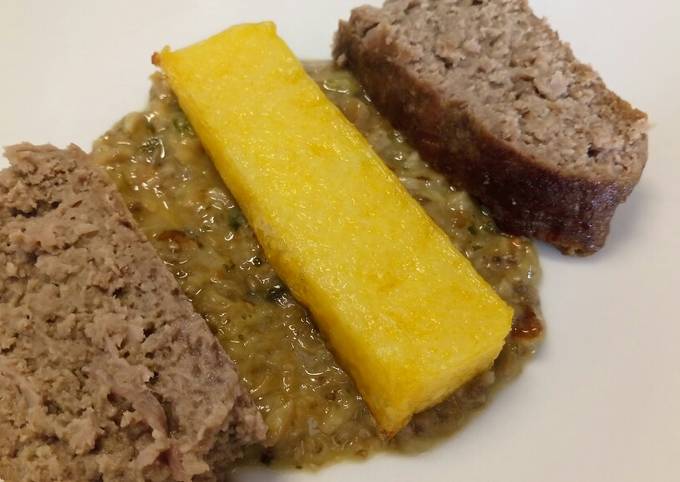 How to Prepare Traditional Ham and Parmesan meatloaf with polenta and mushroom sauce for Breakfast Recipe