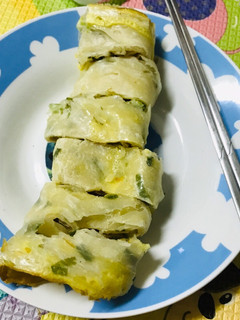 氣炸鍋料理~蔥抓餅加蛋 的食譜成品照片