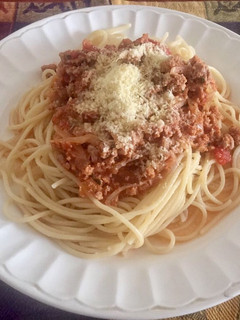 Una foto de Spaguetti con salsa bolognesa de pavo