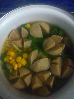 Foto resep Bening Bayam Baso Jagung