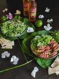 Aguachile verde de Camaron -Gamberi- e baccalà