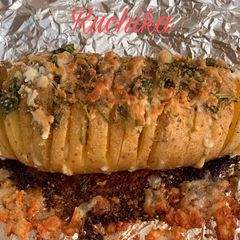 Hasselback potatoes A picture of Hasselback potatoes.