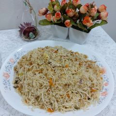 A picture of Fried rice with noodles.