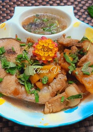 Hình của món Cá bông lau kho rau răm.