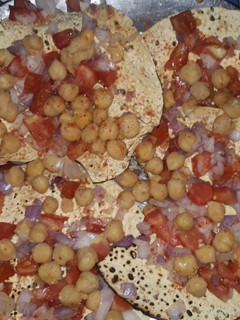 A picture of Chana masala papad.