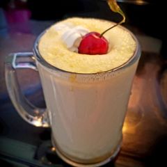 A picture of MANGO LASSI WITH new twist.