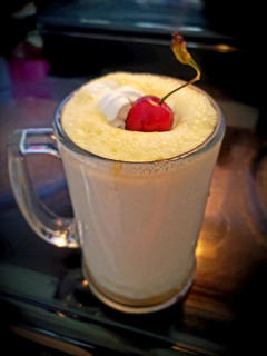 A picture of MANGO LASSI WITH new twist.