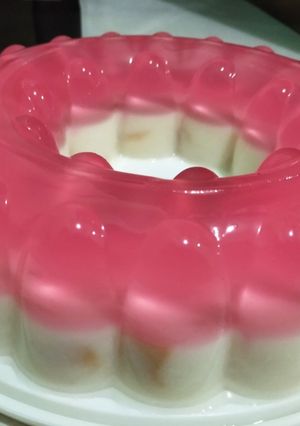 Foto resep Puding roti leci Strawberry