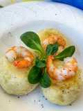 Kroppkakor con salmone e gamberi marinati al bergamotto