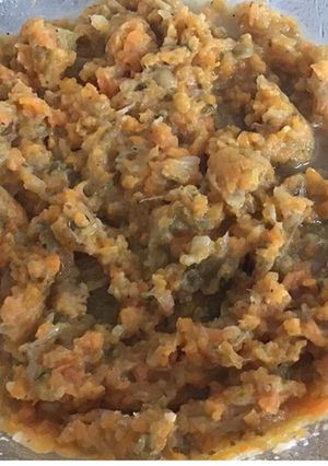 Une photo de Purée moulinée carottes chou kale et parmesan