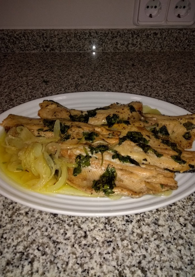 Una foto de Truchas al horno con roquefort