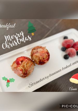 Hình của món Strawberry banana baked oatmeal - ăn dặm.