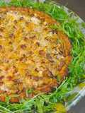 Torta salata con funghi porri e pere