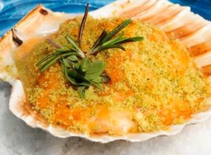 Una foto de Vieiras rellenas gratinadas al champán