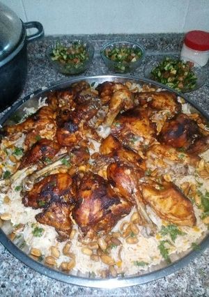 صورة لوصفة كبسه مع الدجاج المقلي