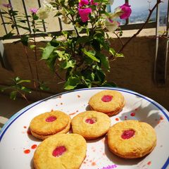 A picture of Jam Filled Linzer Cookies.