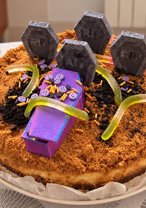 Una foto de Tarta de queso Lotus para Halloween