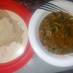 Eba with ogbono soup A picture of Eba with ogbono soup.