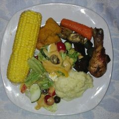 A picture of Greek salad and vegetables.
