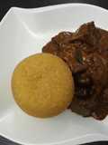 Ogbono soup with yellow eba