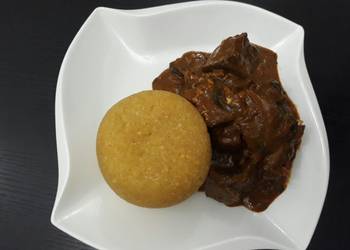 How to Cook Appetizing Ogbono soup with yellow eba