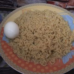 Noodles with boiled egg A picture of Noodles with boiled egg.