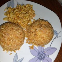 A picture of Brown Rice and Egg sauce.