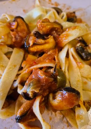 Kagylós olívabogyós tészta recept fotója