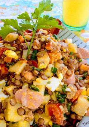 Una foto de Ensalada energética con lentejas "Wampesito"