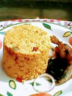 A picture of Locust beans jollof rice.