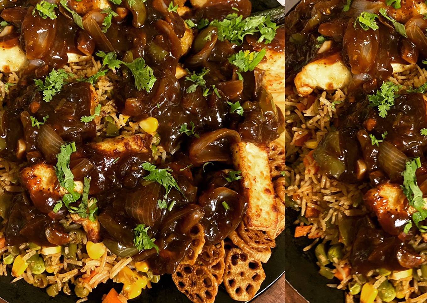 Chilli paneer sizzler