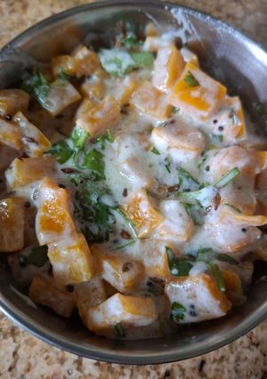 A picture of Red pumpkin salad.