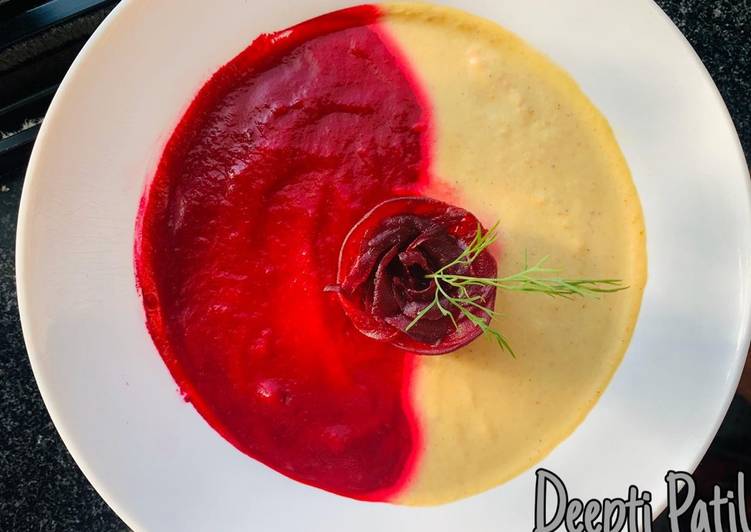 Recipe of Favorite Vegan curried cauliflower and beetroot soup