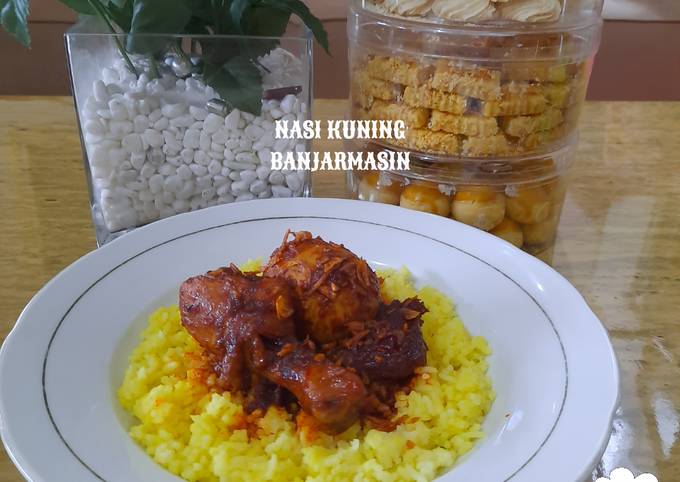 Resep Nasi Kuning Daging Ayam Telur Masak Habang Banjarmasin Oleh Minie