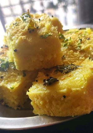 A picture of Dhokla (rice, dal).
