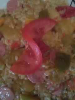 Rizses lecsó virslivel recept fotója