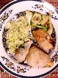 Rollos de pollo con verduras y puré