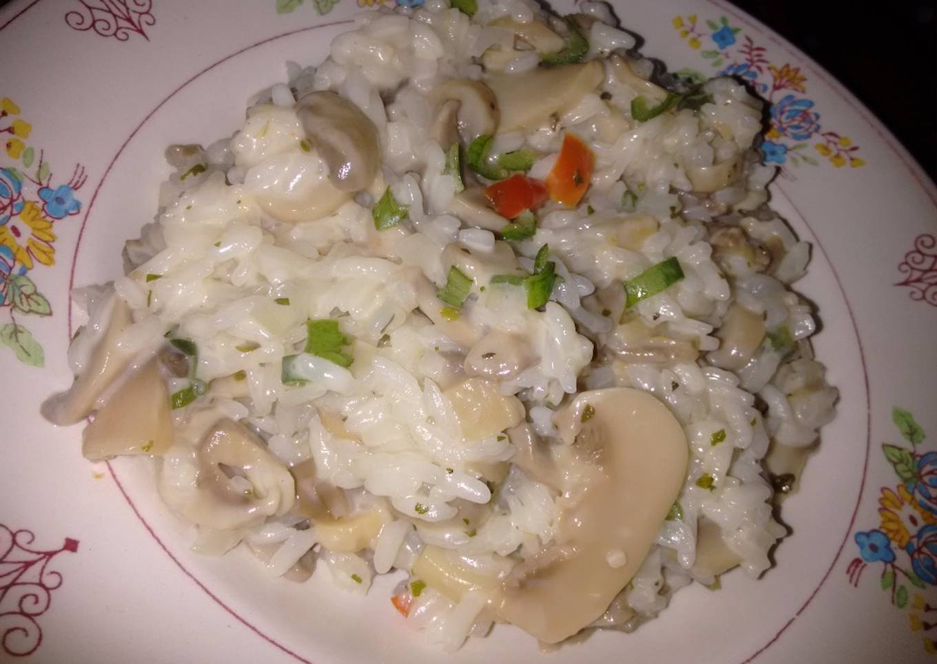 Risotto de champiñones y roquefort