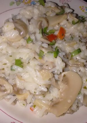 Una foto de Risotto de champiñones y roquefort