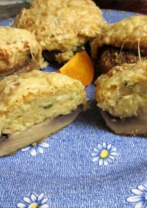 Zabpelyhes töltött gomba, sütőben sütve recept fotója