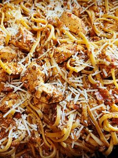A picture of Creamy Tomato Garlic Butter Chicken Pasta.